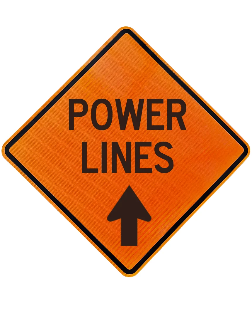 Roll Up Sign 48x48 Avery OmiBrite (WU7014) PP HF Arrow Symbol Pointing Up, w/Danger Overhead Power Lines