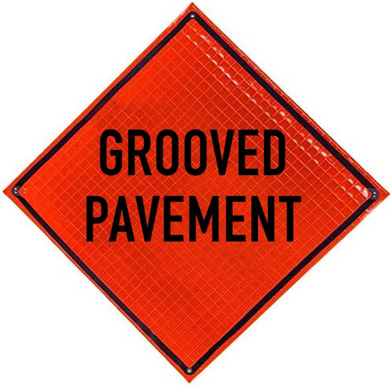 Roll Up Sign 48x48 Avery OmiBrite (WU7014) PP HF Grooved Pavement (W8-15)