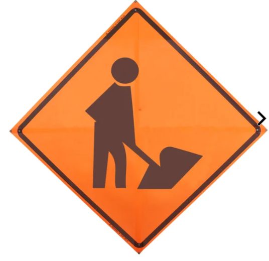 Roll Up Sign 48x48 Avery OmiBrite (WU7014) PP HF Hombres Trabajando (words) w/ Men Working (symbol)