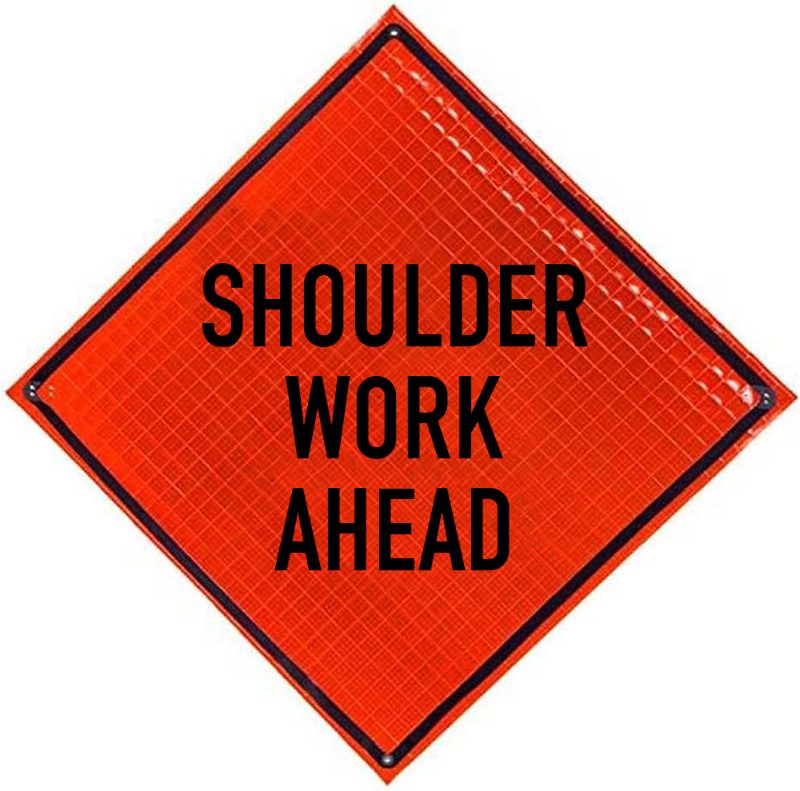 Roll Up Sign 48x48 Avery OmiBrite (WU7014) PP HF Shoulder Work Ahead