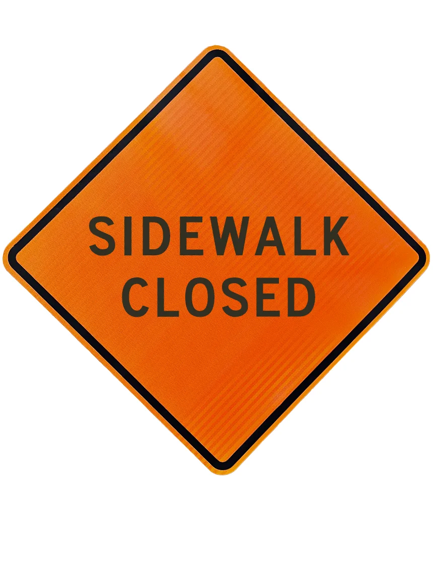 Roll Up Sign 48x48 Avery OmiBrite (WU7014) PP HF Sidewalk Closed (R9-9)