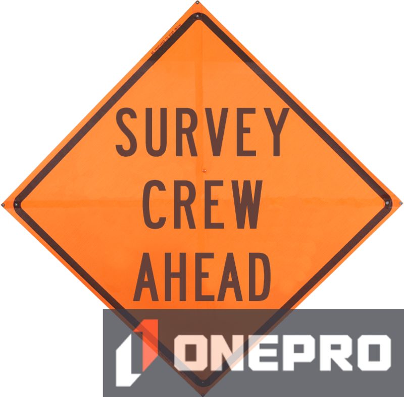 Roll Up Sign 48x48 Avery OmiBrite (WU7014) PP HF Survey Crew Ahead