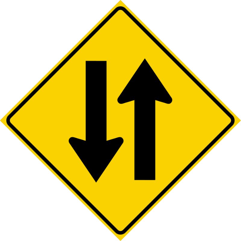 Roll Up Sign 48x48 Avery OmiBrite (WU7014) PP HF Two-Way Traffic Symbol (W6-3)