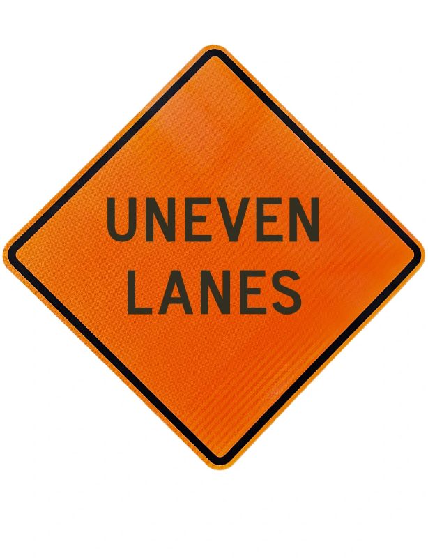 Roll Up Sign 48x48 Avery OmiBrite (WU7014) PP HF Uneven Lanes