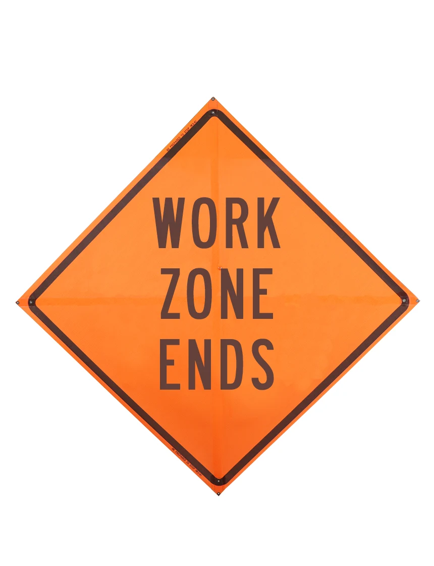 Roll Up Sign 48x48 Avery OmiBrite (WU7014) PP HF Work Zone Ends
