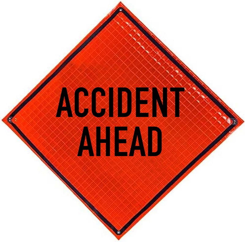 Roll Up Sign, 48x48 Reflective PP HF Accident Ahead