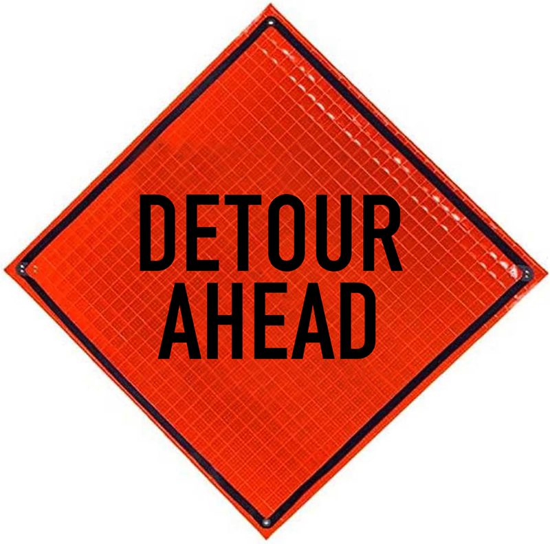 Roll Up Sign, 48x48 Reflective PP HF Detour