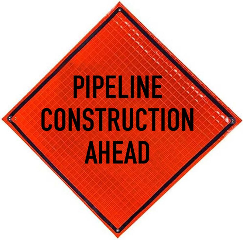 Roll Up Sign, 48x48 Reflective PP HF Pipeline Crossing