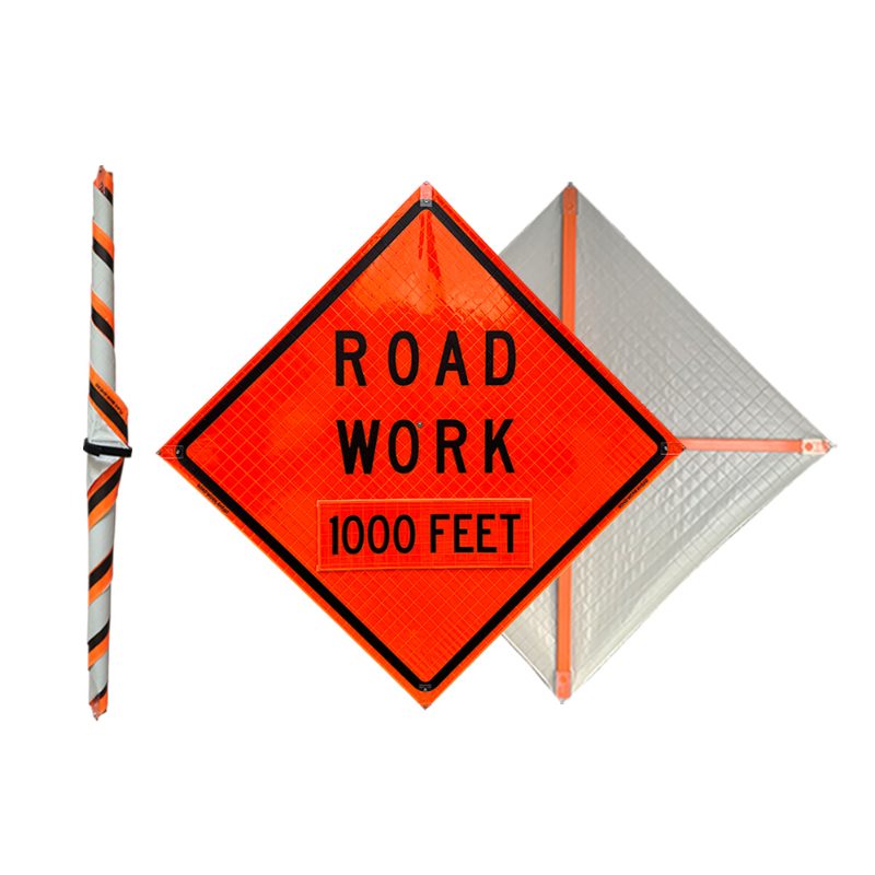 Roll Up Sign, 48x48 Reflective PP HF Road Work