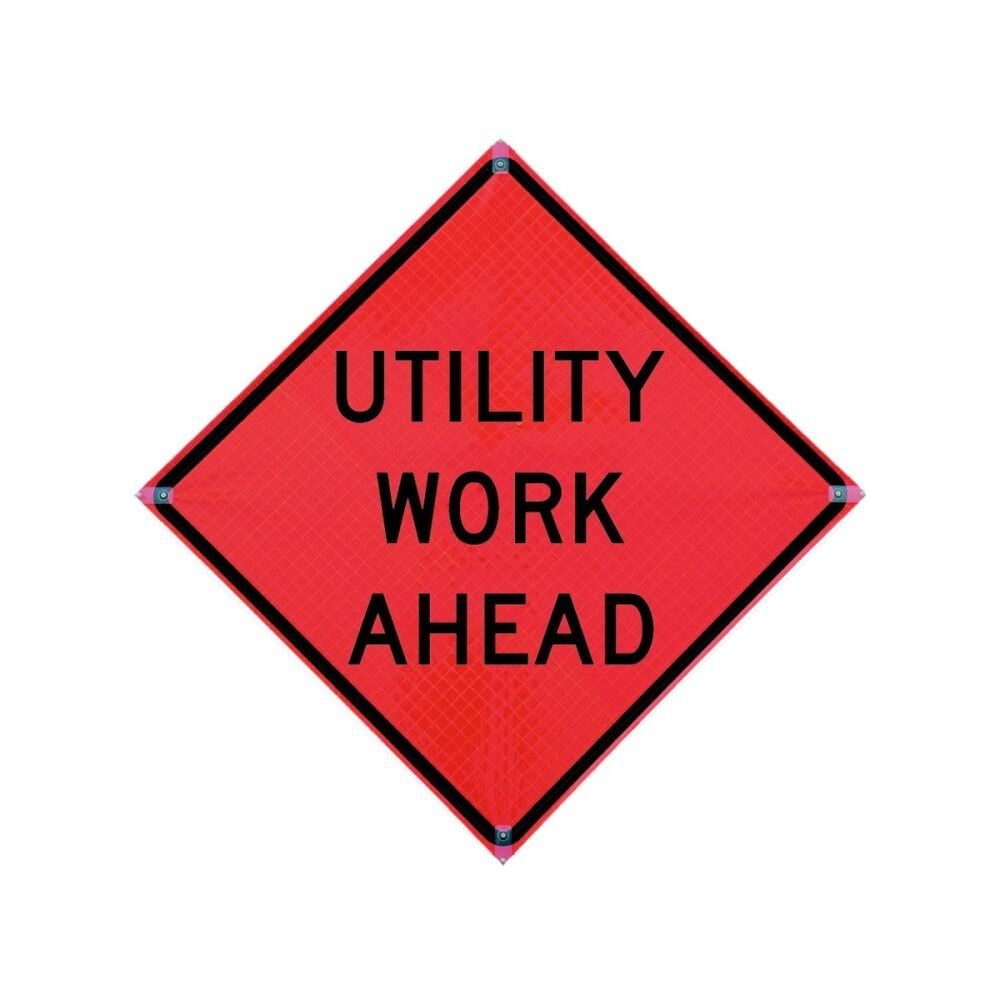 Roll Up Sign, 48x48 Reflective PP HF Trucks Turning Ahead