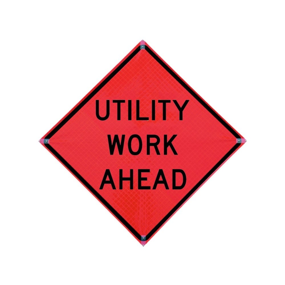 Roll Up Sign, 48x48 Reflective PP HF Use Caution