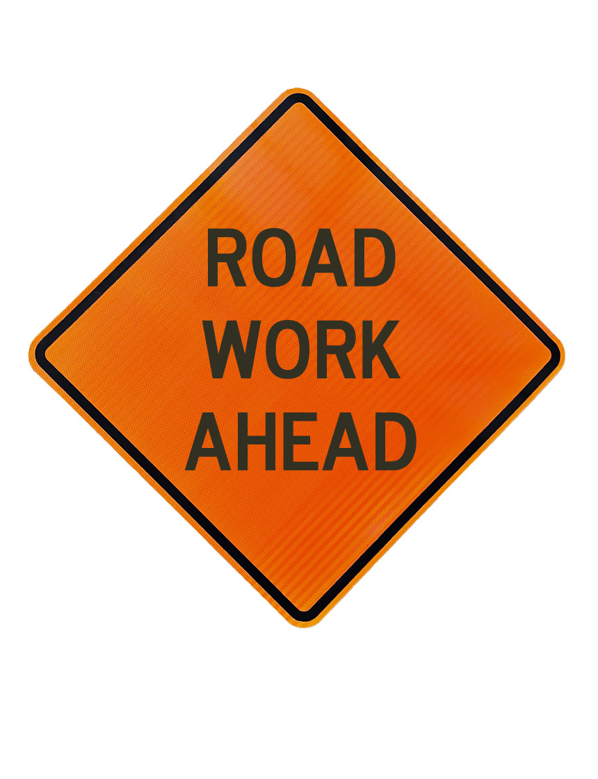 Roll Up Sign, 36x36 Mesh SP NF Road Work Ahead, (W20-1) Velcro around Ahead 7x22