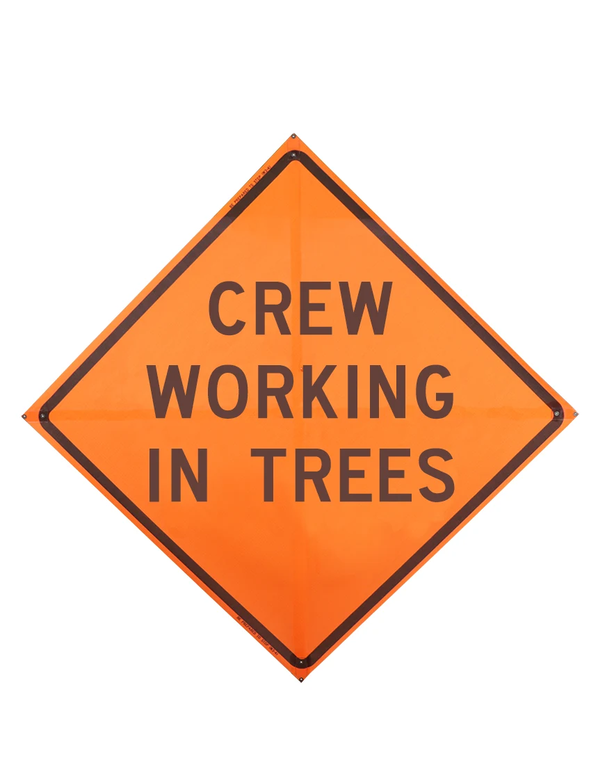 Roll Up Sign, 48x48 Mesh SP NF Crew Working in Trees