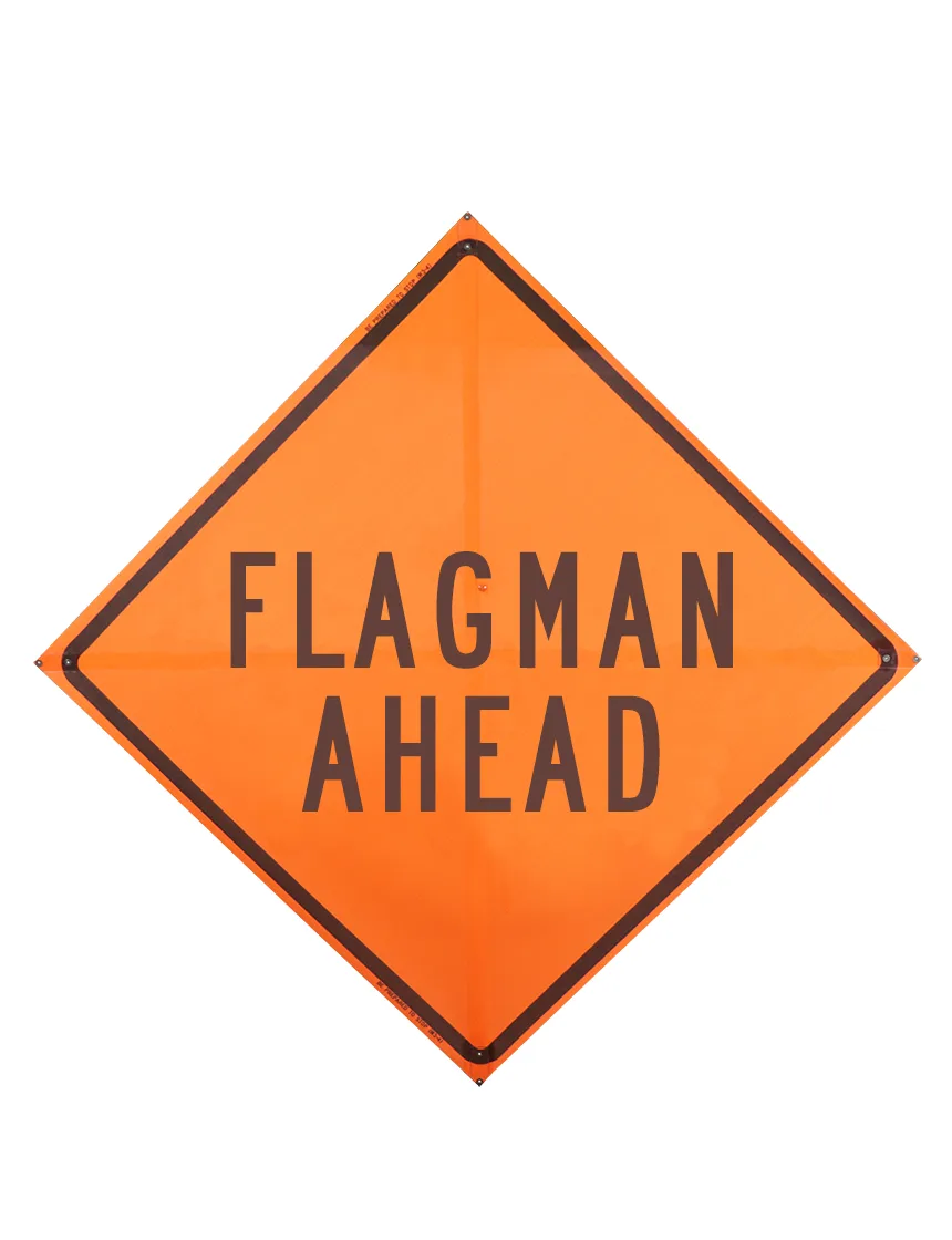 Roll Up Sign, 48x48 Mesh SP NF Flagger Ahead Words (W20-7a)