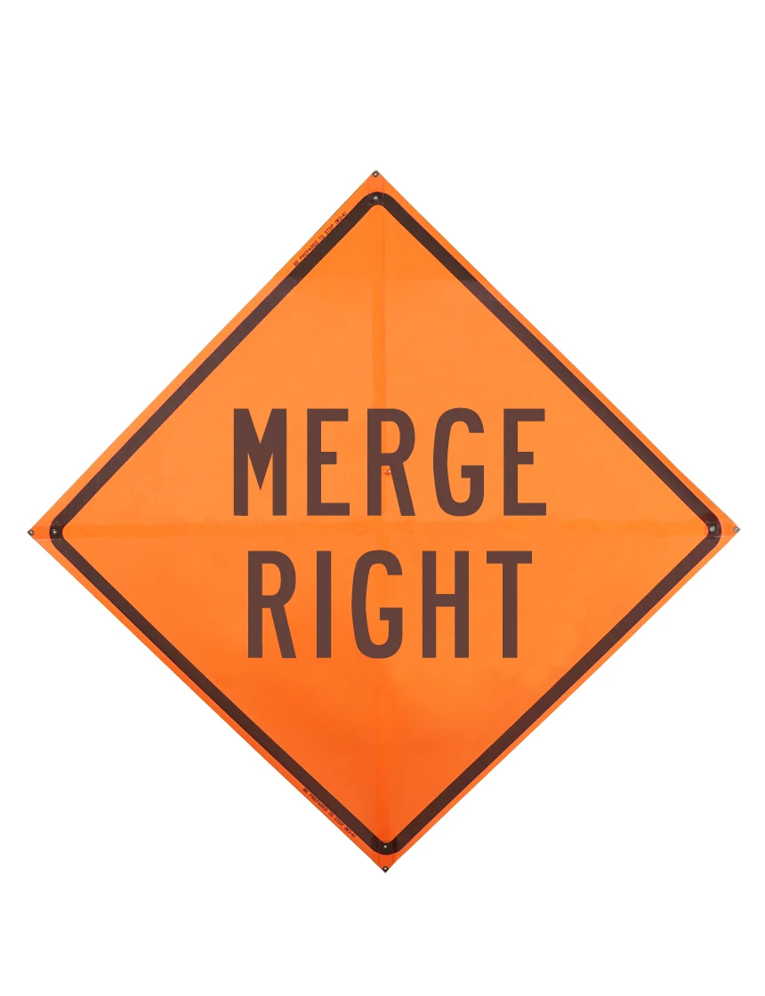 Roll Up Sign, 48x48 Mesh SP NF Arrow Merge Right Lane Symbol (W4-1R)