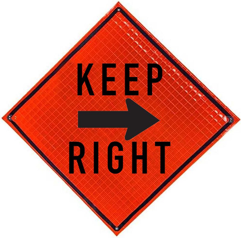 Roll Up Sign, 48x48 Reflective SP NF Exit w/ Arrow Right