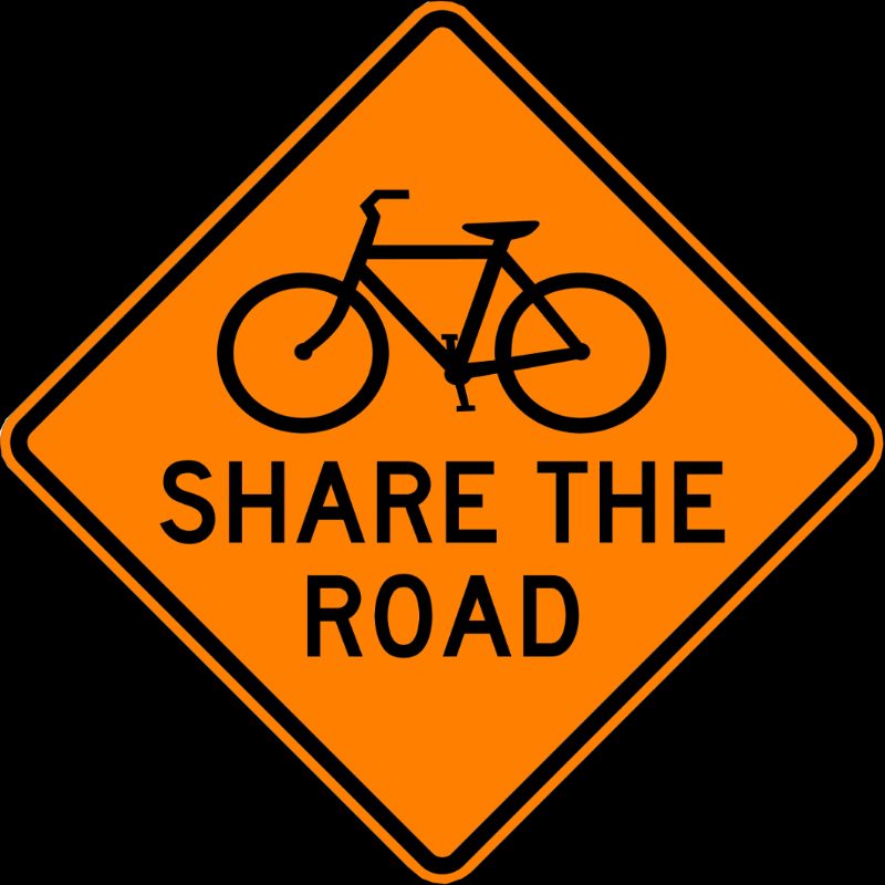 Roll Up Sign, 48x48 Reflective SP NF Share the Road (words, 3 lines) w/ Bike Symbol (Top)