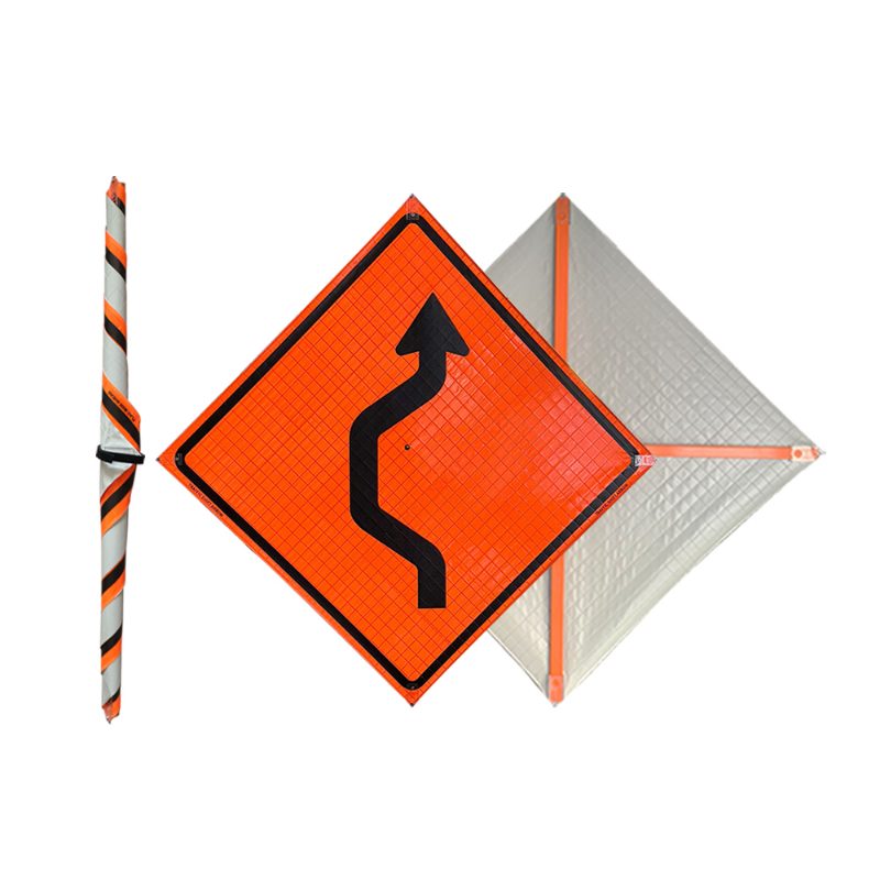 Roll Up Sign, 48x48 Reflective SP NF Arrows Up 4 Lanes w/velcro around all arrowheads to take Overlays: to be included with Sig