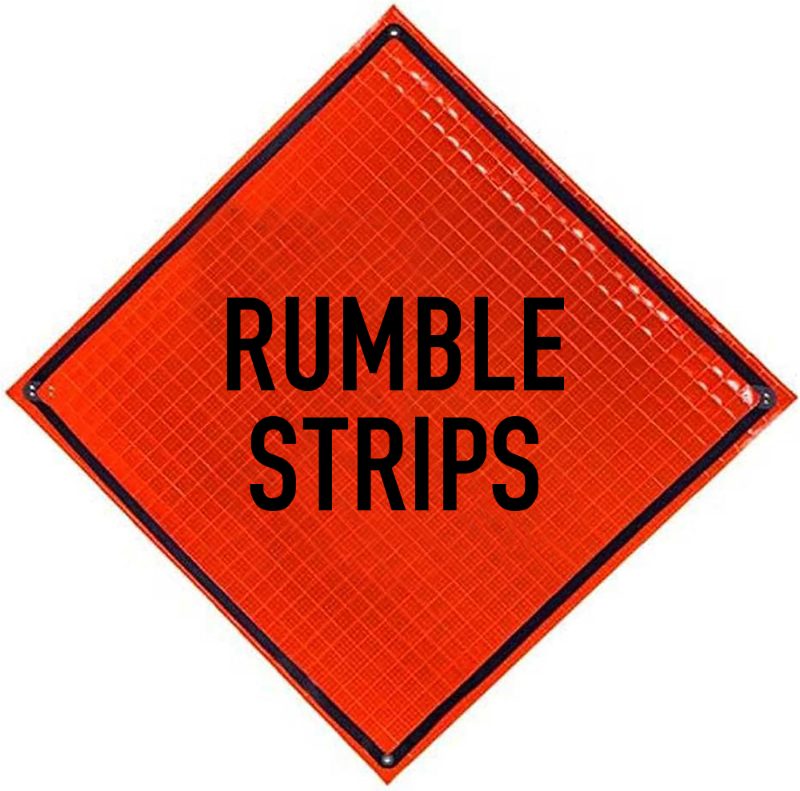 Roll Up Sign, 48x48 Reflective SP NF Rumble Strips (W8-XX)