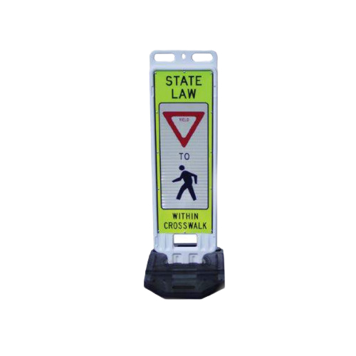 Step-N-Lock, 12" x 36" White Vertical Panel 3M Diamond Grade (4083) Lime/Yellow, HIP White 1-Side, 43lb Base, (Yield Sign (Red/W