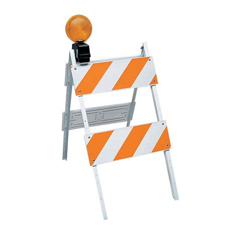 Type II Folding Barricade 12 Ga Galvanized Legs Blow Molded Plastic Panels w/ (2) 8" x 24" Top Panels FHIP, (2) 8" x 24" Bottom