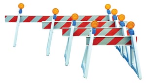 Rail Assembly, 8" x 10' TrafFix Plastic I Beam Rail 3M Engineer Grade (7336) Sheeting Both Sides