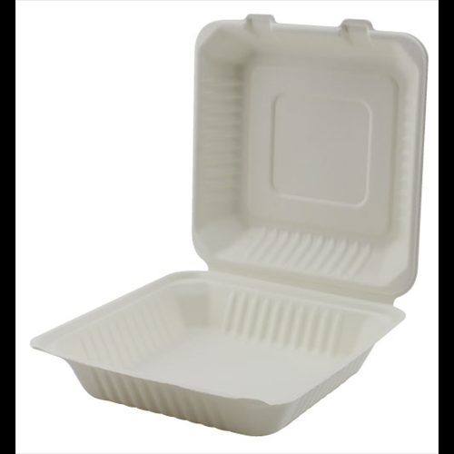 Cont Plast Hinged, PP, Square 9x9x3, Eco-pro