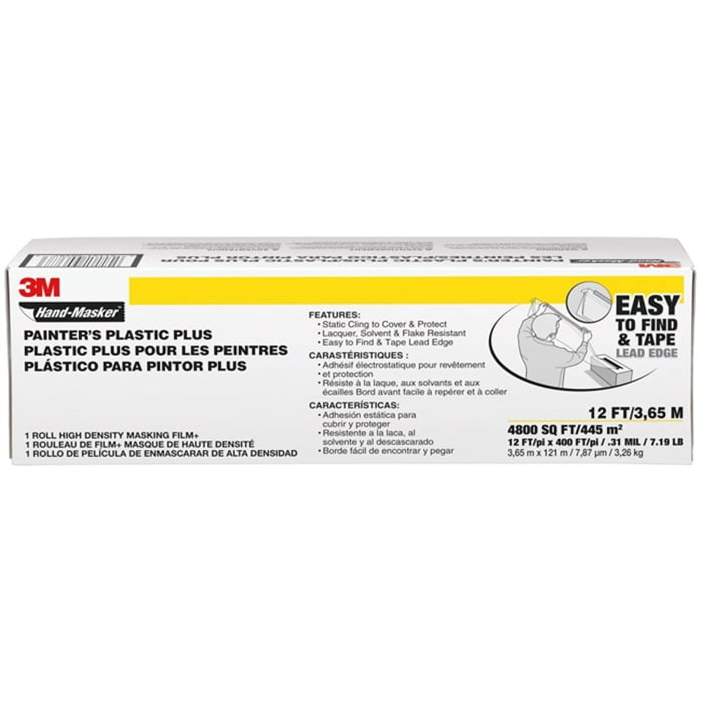 3M™ Hand-Masker™ Painter's Plastic Plus Masking Film MFB-12, High Density, 12 ft x 400 ft x 0.31 mil (3.65 m x 121 m x .00787 mm