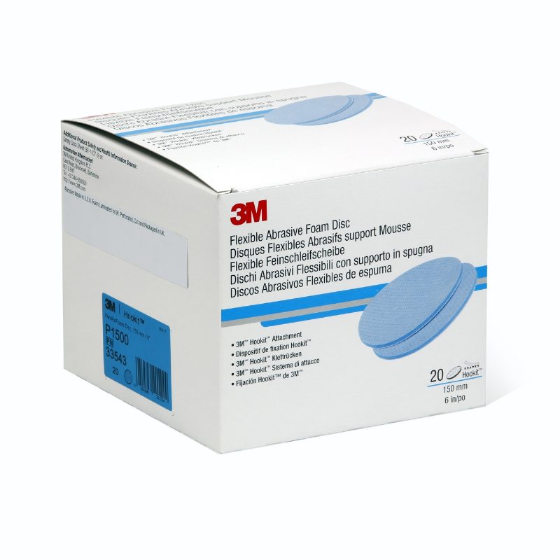 3M™ Hookit™ Flexible Foam Abrasive Disc 33548, P1500, 5 in (125 mm), 20 Discs/Carton, 4 Cartons/Case