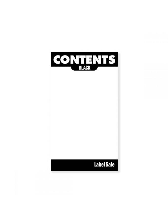 Contents Label – 2" x 3.5"– BLACK – Adhesive ,