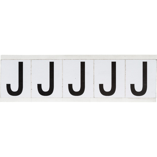 Individual Number and Letter Labels, J, 2" H, Black on White