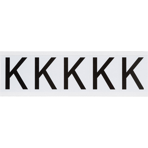 Individual Number and Letter Labels, K, 2" H, Black on White
