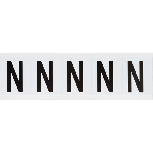 Individual Number & Letter Labels, N, 2" H, Black on White