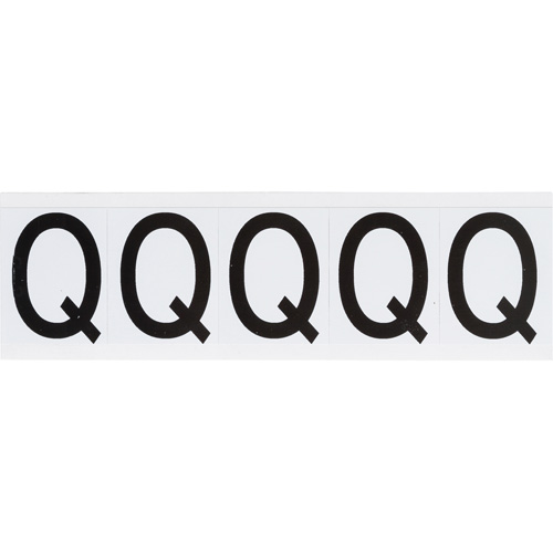 Individual Number & Letter Labels, Q, 2" H, Black on White