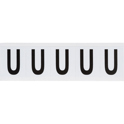 Individual Number & Letter Labels, U, 2" H, Black on White