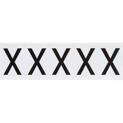 Individual Number & Letter Labels, X, 2" H, Black on White