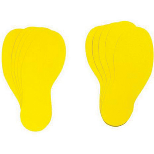 Floor Marking Labels, Footprint, 12" L x 3.75" W, Yellow, Vinyl
