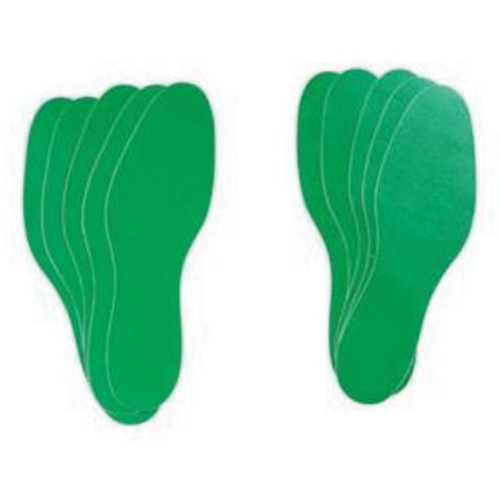 Floor Marking Labels, Footprint, 12" L x 3.75" W, Green, Vinyl