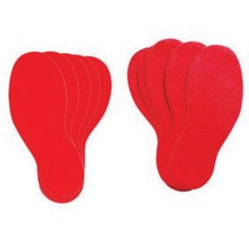 Floor Marking Labels, Footprint, 12" L x 3.75" W, Red, Vinyl
