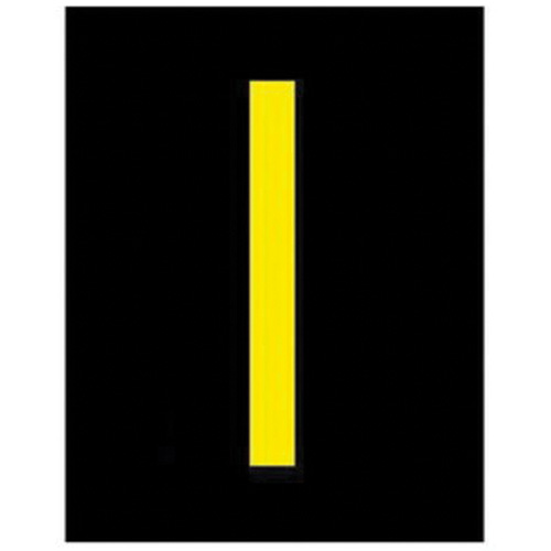 Reflective Individual Number and Letter Labels, I, 2-1/2" H, Yellow on Black