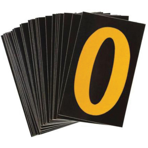 Reflective Individual Number & Letter Labels, O, 2-1/2" H, Yellow on Black