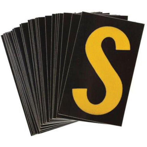 Reflective Individual Number & Letter Labels, S, 2-1/2" H, Yellow on Black
