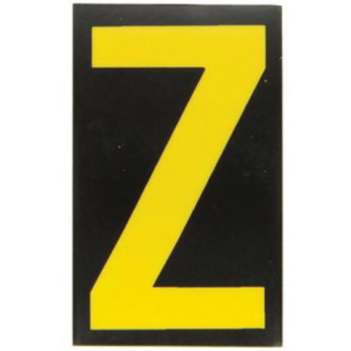 Reflective Individual Number & Letter Labels, Z, 2-1/2" H, Yellow on Black