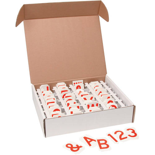 Quick-Align® Individual Gothic Labels Kit, Assorted Numbers/Letters/Punctuation, 4" H, Red