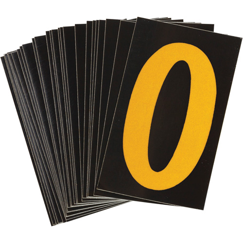 Reflective Individual Number & Letter Labels, O, 1-1/2" H, Yellow on Black