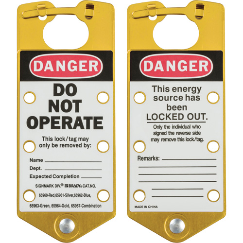 Labeled Lockout Hasps, Yellow