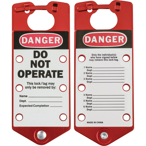 Labeled Lockout Hasps, Red