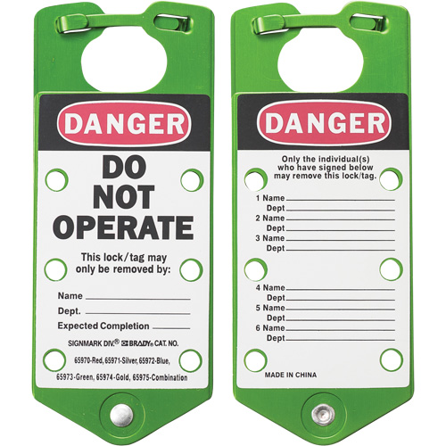 Labeled Lockout Hasps, Green