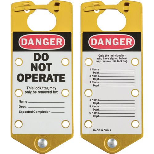 Labeled Lockout Hasps, Yellow