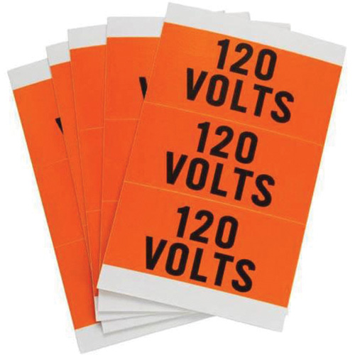 Porta-Pack "120 Volts" Labels, Cloth, 3.25" L x 0.5625" H, Orange